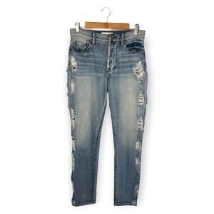 Pistola Relaxed Straight Distressed High Rise Jeans 26 Light Wash Button Fly